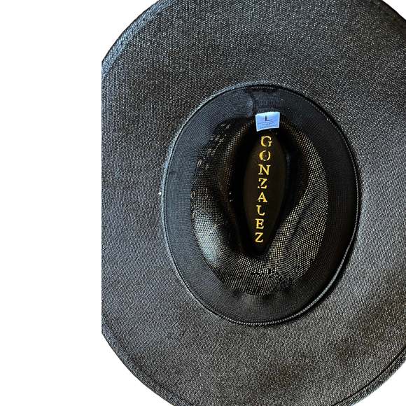 HAT MEXICAN Fiber Hand Painted Fedora Floral Sombrero Panama Bohemian Black Gold - Picture 7 of 12